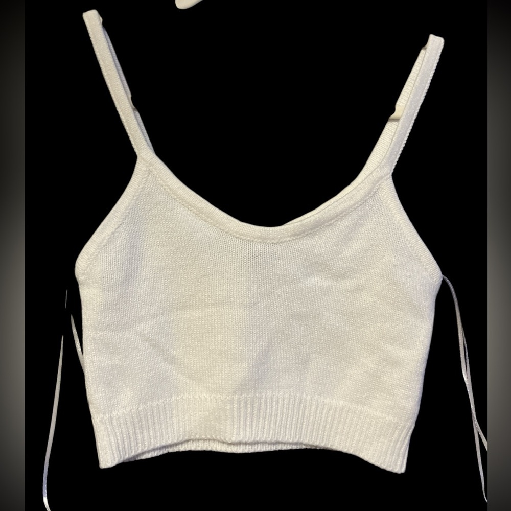 White Sweater Knit Women's Crop Top